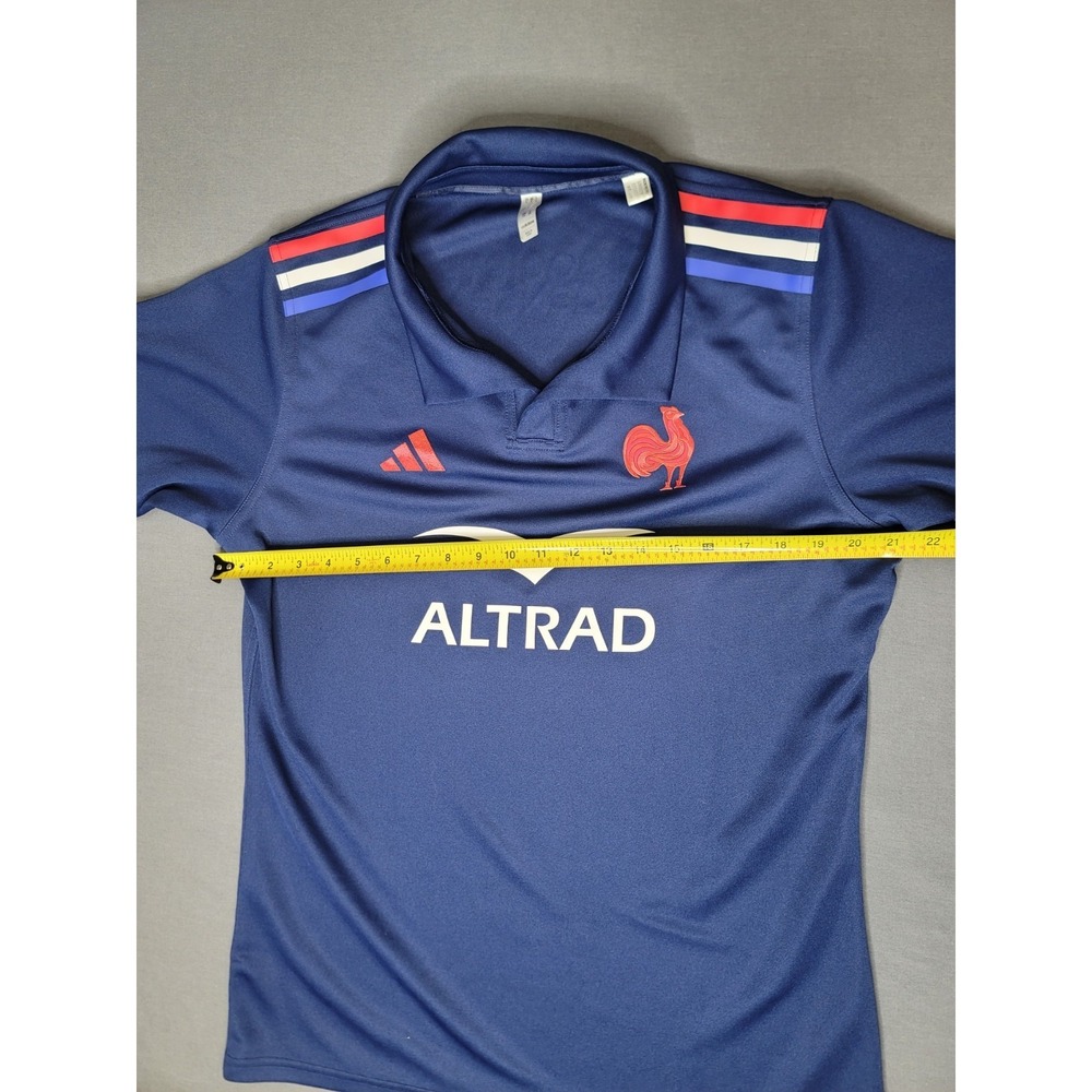 Adidas France Rugby Jersey Mens Large Blue Altrad Polo Shirt - Picture 8 of 10